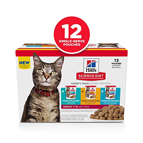  Hill's Science Diet Adult Wet Cat Food Pouches, Variety Pack, 12-Pack
