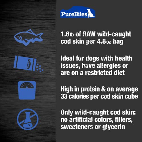  PureBites Gently Air Dried Cod Skin Jerky Dog Treats 137g | 1 Ingredient | Made In Canada