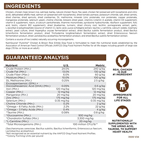  NutriSource Pure Vita Dog Food, Made With Chicken And Brown Rice, With Wholesome Grains, 25LB, Dry Dog Food