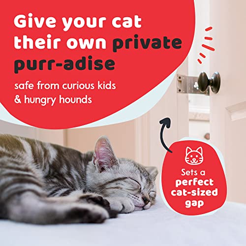  TheDoorLatch Steel Cat Door Strap And Latch, Sturdy Door Holder For Keeping Dogs And Kids Out Of Rooms, Litter Boxes, And Food, Steel Silver Color Cat Door Latch