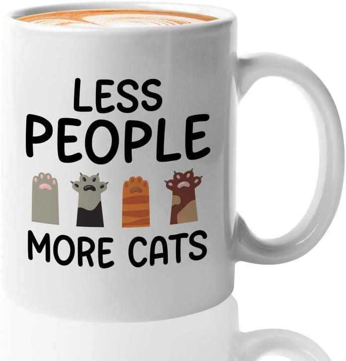  Flairy Land Cat Lady Coffee Mug 15oz Black - Passionate About Cats -Cat Paw Cat Parents Cat Mama Cat Lover Kitties Purr Feline Mom