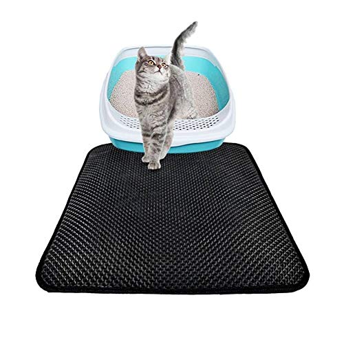  YangYan Waterproof Pet Cat Litter Mat Double Layer Litter Cat Pads Trapping Pet Litter Box Mat Cat Products Bed For Cats House Clean (Color : Pink, Size : 40X50cm)