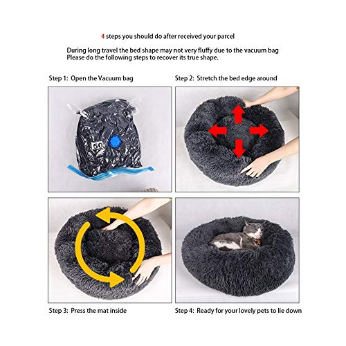  YangYan Kennel Round Pet Cat Bed Soft Plush Cat Dog House Matress Mat Winter Puppy Warm Nest Soft Pet Cat Sleeping House (Color : Grey, Size : 35cm)