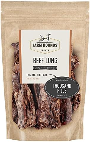  Farm Hounds Dehydrated Beef Lung For Dogs, 100% Natural, Humane Dried Beef Lung Treats For Dogs, Regenerative Agriculture Dog Training Treats & Food From Local Farms For All Dog Breeds & Sizes