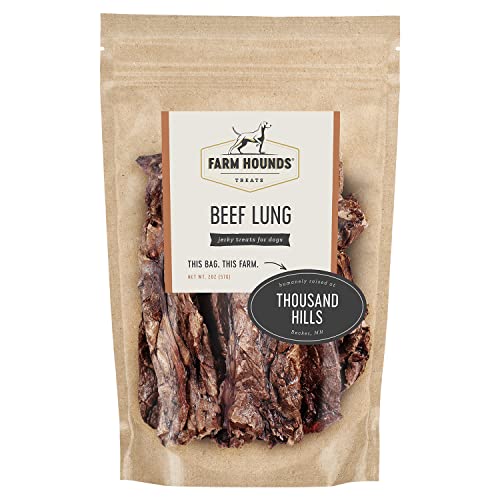  Farm Hounds Dehydrated Beef Lung For Dogs, 100% Natural, Humane Dried Beef Lung Treats For Dogs, Regenerative Agriculture Dog Training Treats & Food From Local Farms For All Dog Breeds & Sizes