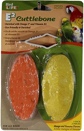  Penn-Plax Bird-Life Flavored E Cuttlebone 6 Pack – Mango & Banana – Enriched With Omega 3 And Vitamin B1 – Great For All Birds