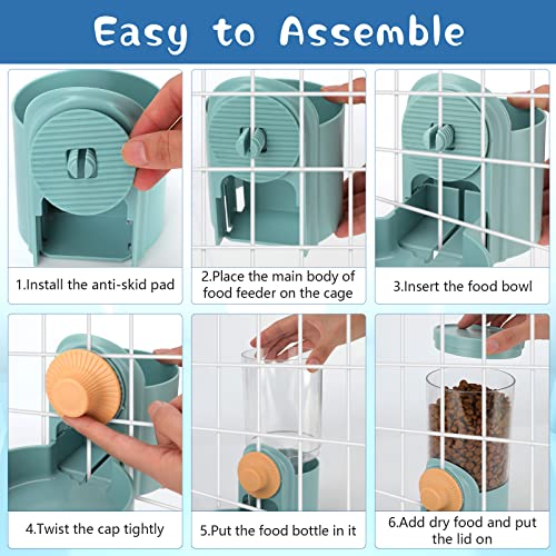  Rypet Rabbit Automatic Feeder, 35oz Hanging Automatic Bunny Food Dispenser With Lid For Small Animals,Guinea Pig, Rabbit, Ferret