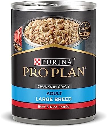  Purina Pro Plan Gravy Wet Dog Food For Large Dogs, Large Breed Beef And Rice Entree - (12) 13 Oz. Cans