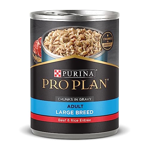  Purina Pro Plan Gravy Wet Dog Food For Large Dogs, Large Breed Beef And Rice Entree - (12) 13 Oz. Cans