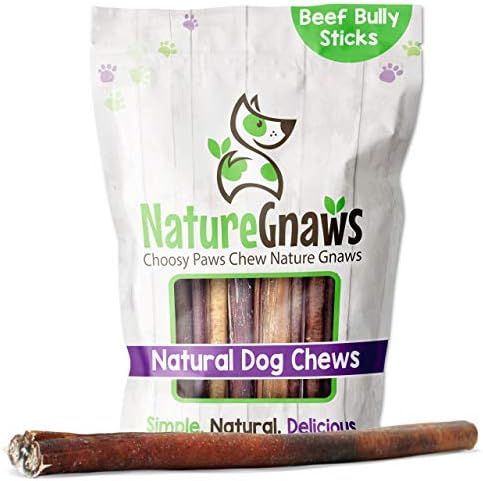  Nature Gnaws Bully Sticks For Dogs - Premium Natural Beef Dental Bones - Long Lasting Dog Chew Treats For Aggressive Chewers - Rawhide Free - Mixed Thickness 8 Ounce (Pack Of 1)