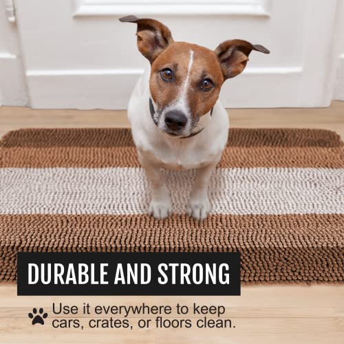  LeashBoss - Brown Bathroom Rugs, Extra Large Bathmat - Soft, Absorbent, Thick, Non-Slip Microfiber Bath Mat For Bathrooms, Showers, Tubs, And Doorways For Dogs Muddy Paws Machine Washable (34.5 X 24)