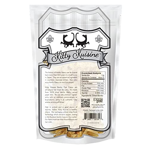  Kitty Kuisine Natural Fish Flakes (3 Pack, 3 Oz) - All Natural Bonito Tuna Flakes - No Additives Or Preservatives - High Protein And Appetite Stimulant - For All Felines