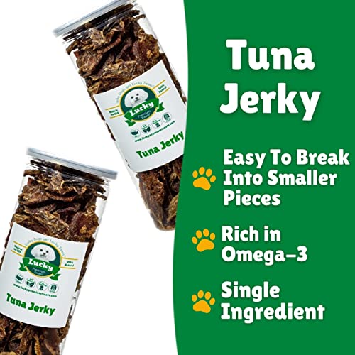  Lucky Premium Treats Tuna Jerky – Tuna Jerky Treats For Cats And Dogs, Nutrient-Rich And All-Natural Dog Treats And Cat Treats (14 Oz)