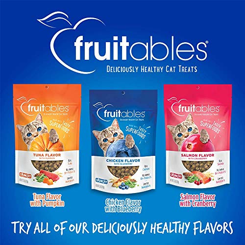  Fruitables Cat Treats – Crunchy Treats For Cats – Healthy Low Calorie Treats Packed With Protein – Free Of Wheat, Corn And Soy – Made With Real Chicken With Blueberry – 30 Ounces