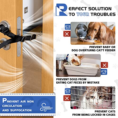  CJPET Cat Door Latch For Dogs -Flex Latch Strap Adjustable Cat Door Alternative To Keep Dogs Out Of Cat Litter Boxes And Food, Let's Cats In And Safe Baby Proof (Fabric)