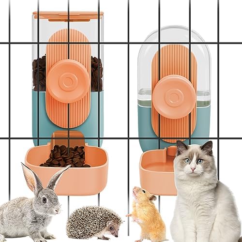  Hanging Automatic Food Water Dispenser,Ufanittel 35oz Auto Gravity Rabbit Feeder And Waterer Set,Cage Pet Hanging Self Dispenser Feeder For Rabbit Chinchilla Hedgehog Guinea Pig Ferret Kitty Puppy