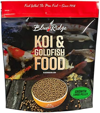  Blue Ridge Fish Food Pellets [14lb], Koi And Goldfish Growth Formula, Floating 3/16" Pellet, Balanced Diet