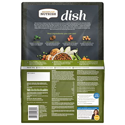  Rachael Ray Nutrish Dish Premium Dry Dog Food, Chicken & Brown Rice Recipe With Veggies & Fruit, 11.5 Pound