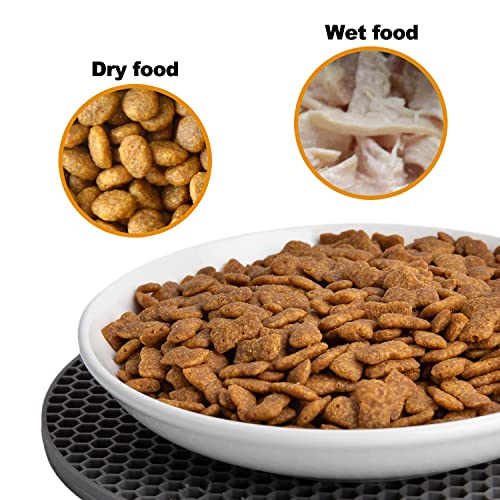  KITCHENLESTAR Ceramic Cat Food Plates,Cat Wet Food Bowls Cat Feeding Wide Bowls To Stress Relief Of Whisker Fatigue Cat Dishes, Shallow Bowls For Kittens And Small Animals With Non-Slip Mat (Cat Paw)