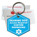  My Identity Doctor Hearing Service Dog Tag Custom Engraved Hexagon Plastic - Light Blue - Large