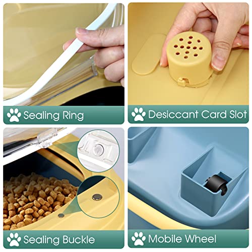  Collapsible Dog Food Storage Container, Dog Food Container 30 LB, Airtight Pet Food Storage Container With Folding Bowl, Measuring Cup, Scoop & Wheels, 50 Lb Kitchen Food Storage Bin For Dog Treats
