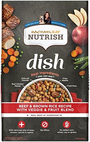  Rachael Ray Nutrish Dish Premium Natural Dry Dog Food, Chicken & Brown Rice Recipe With Veggies & Fruit, 3.75 Pounds
