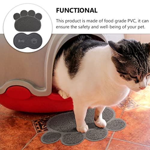  Silicone Placemats Cat Feeding Mat - 2pcs Cat Litter Mat Dog Bowl Mat Paw Shape Pet Feeding Mat Dog Dish Mat Anti- Water Bowl Placemat For Floor Puppy Dog Food