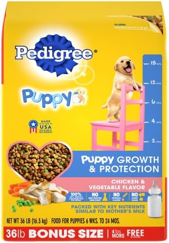  Pedigree Puppy Growth & Protection Dry Dog Food Chicken & Vegetable Flavor, 30 Lb. Bag