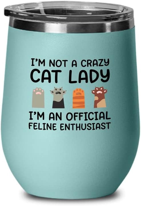  Flairy Land Cat Lady Black Wine Tumbler 12oz - Passionate About Cats -Cat Funny Gifts Cat Mom Cat Grandma Pet Paw Kitten Whiskers Cat Lovers Feline Cat Person Cat Rescuer