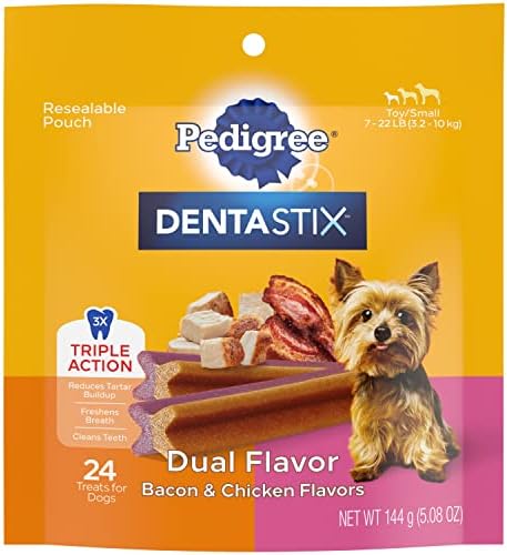  PEDIGREE DENTASTIX Toy/Small Dog Dental Treats Original Flavor Dental Bones, 1.11 Lb. Pack (84 Treats)