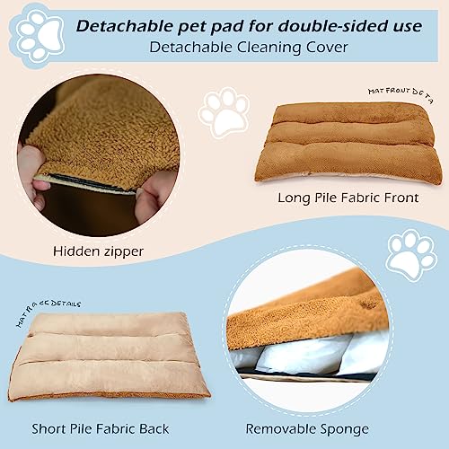  SWHSE Large Dog Crate Furniture, Heavy Duty Dog Kennel Furniture With 2-in-1 Induction Lamp And Removable Washable Pet Mat For Large And Medium Dogs Indoor(Left)