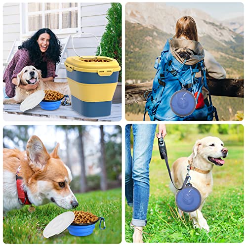  Collapsible Dog Food Storage Container, Dog Food Container 30 LB, Airtight Pet Food Storage Container With Folding Bowl, Measuring Cup, Scoop & Wheels, 50 Lb Kitchen Food Storage Bin For Dog Treats
