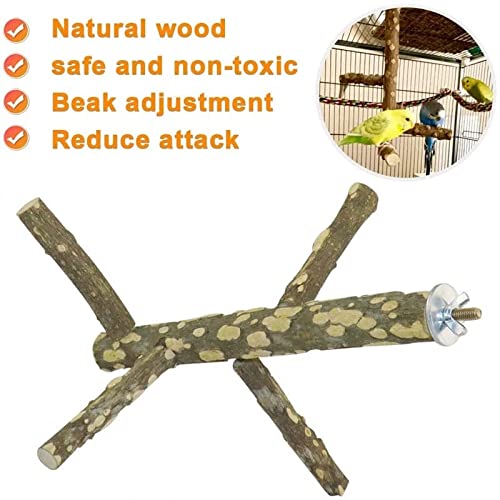  JYDQM 2Pcs/Set Pet Parrot Bird Standing Stick Wood Pole Bird Cockatiel Parakeet Perches Bite Claw Grinding Toy Bird Cage Accessories