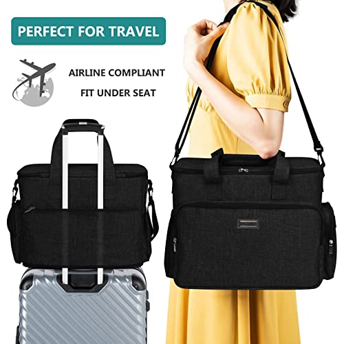 BAGLHER Dog Travel Bag, Airline Approved Pet Tote Organizer With Multi-Function Pockets,2X Food Storage Containers And 2X Collapsible Dog Bowls,Perfect Weekend Pet Travel Set For Dog, Cat Black