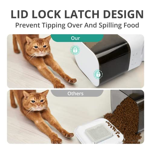  Automatic Cat Feeder; Timed Cat Feeder With APP Control; Dog Food Dispenser With Stainless Steel & Lock Lid; Up To 20 Portions 10 Meals Per Day; 30S Voice Recorder; 4L Programmable Pet Feeder
