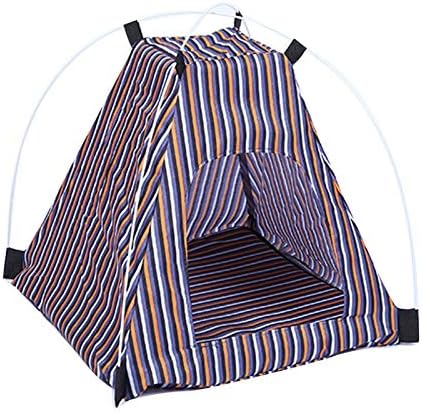  SONGBIRDTH Removable Washable Dog Cat Kennel Foldable Striped Pattern Cattery Pet Tent Nest,Breathable Cotton Blend,Removable Easy To Clean Yellow