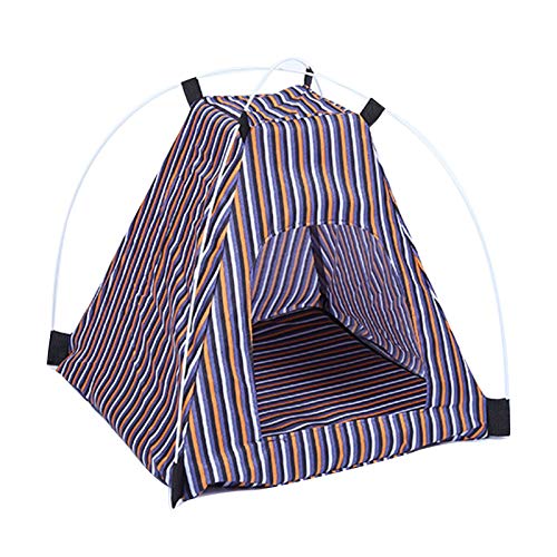 SONGBIRDTH Removable Washable Dog Cat Kennel Foldable Striped Pattern Cattery Pet Tent Nest,Breathable Cotton Blend,Removable Easy To Clean Yellow