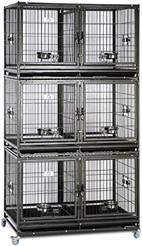  43" Stackable Heavy Duty Cage W/Feeding Doors And Divider Or Additional Tray (DG-43-FS)