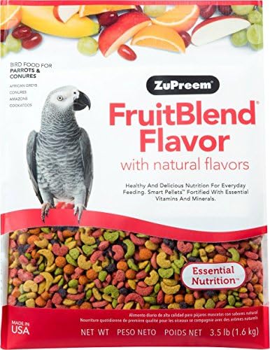  ZuPreem FruitBlend Flavor Pellets Bird Food For Parrots And Conures, 17.5 Lb - Daily Blend Made In USA For Caiques, African Greys, Senegals, Amazons, Eclectus, Small Cockatoos