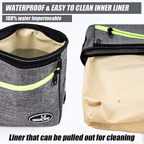  Wakytu Dog Treat Pouch With Water Bottle Bag, Large Pet Training Bag For Dogs Cats With Poop Bag Dispenser, Zippered Pocket, Metal Clip, Waist Belt, Shoulder Strap,Training Bag For Pets, 2.0 Grey-4L