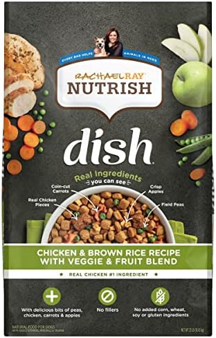  Rachael Ray Nutrish Dish Premium Dry Dog Food, Chicken & Brown Rice Recipe With Veggies & Fruit, 11.5 Pound