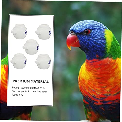  EVANEM 5pcs Food Cup Round Bird Cage Parakeet Feeder Bird Cage Accessories Birds Bowl Cup Small Animal Feeding Supplies Bird Bowl Parrot Feeder Bird Water Cup White Starling Small Parrot