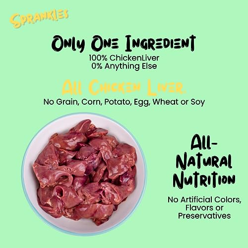  SPRANKLES Freeze Dried Chicken Liver Treats For Cats & Dogs - Single Ingredient All Natural Grain-Free, High Protein, Made In USA - Perfect For Training, Topper Or Snack (Chicken Liver, 6 Ounce)