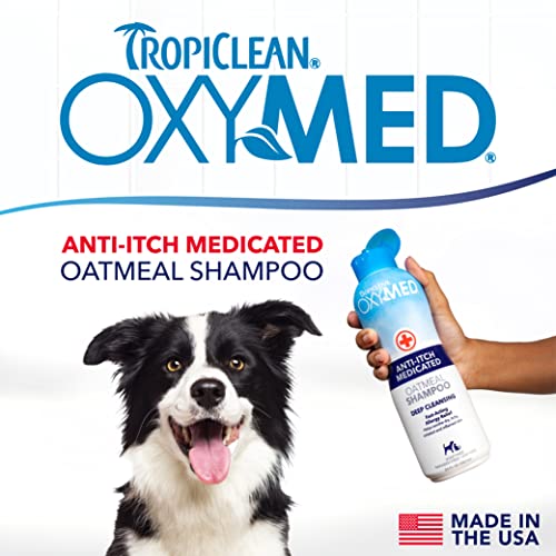  TropiClean Oxymed Medicated Cat & Dog Shampoo For Itchy Skin, Skin Soothing Oatmeal Shampoo For Dogs & Cats 20 Ounce