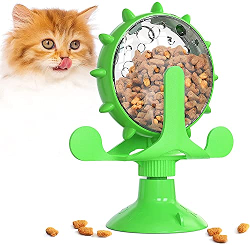  PEPDRO Rotatable Pet Bowl Raised Cat Food Toy Pet IQ Toys For Small Pet Slow Feeder Toy Windmill Interactive Toys Multifunctional Windmill Feeder Cat Toy With Suction Cup Cat Windmill Slow Feeder Toys
