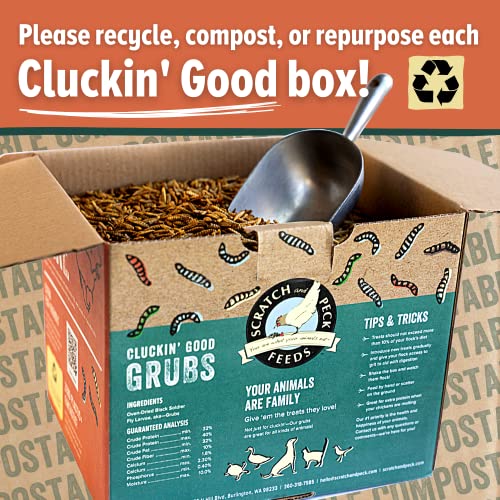  Scratch And Peck Feeds Cluckin’ Good Grubs For Chickens - Sustainably Grown In North America - Natural High Protein, Calcium Dense - Dried Black Soldier Fly Larvae Bird Treats - 8-lbs.