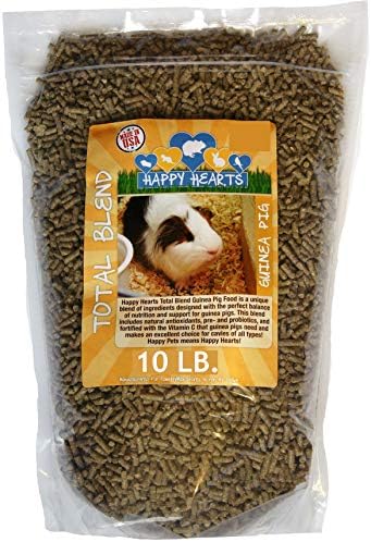  Happy Hearts Total Blend Alfalfa Based Guinea Pig Food Pellets Fortified With Vitamin C (10 Pounds)