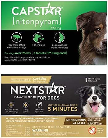  CAPSTAR (nitenpyram) Oral Flea Treatment For Dogs, Fast Acting Tablets Start Killing Fleas In 30 Minutes, Medium & Large Dogs (Over 25 Lbs), 6 Doses