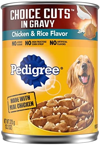  PEDIGREE CHOICE CUTS IN GRAVY Adult Canned Soft Wet Dog Food Variety Pack, Prime Rib, Rice & Vegetable Flavor And Roasted Chicken, Rice & Vegetable Flavor, 13.2 Oz. Cans (Pack Of 12)