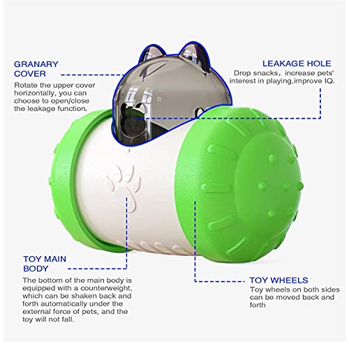 Dog And Cat Toys Pet Feeder Dog Educational Toys Pet Feeder Food Overflow Device Tumbler ABS Material Allows Cats And Dogs To Eat Slowly To Help Pets Digest (Green)